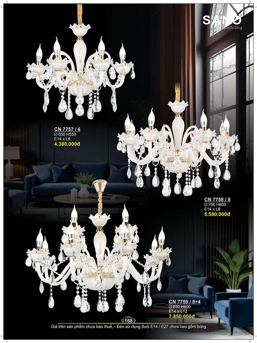 Đèn chùm Sano Lighting CN 7757/6, CN 7758/8, CN 7759/8+4