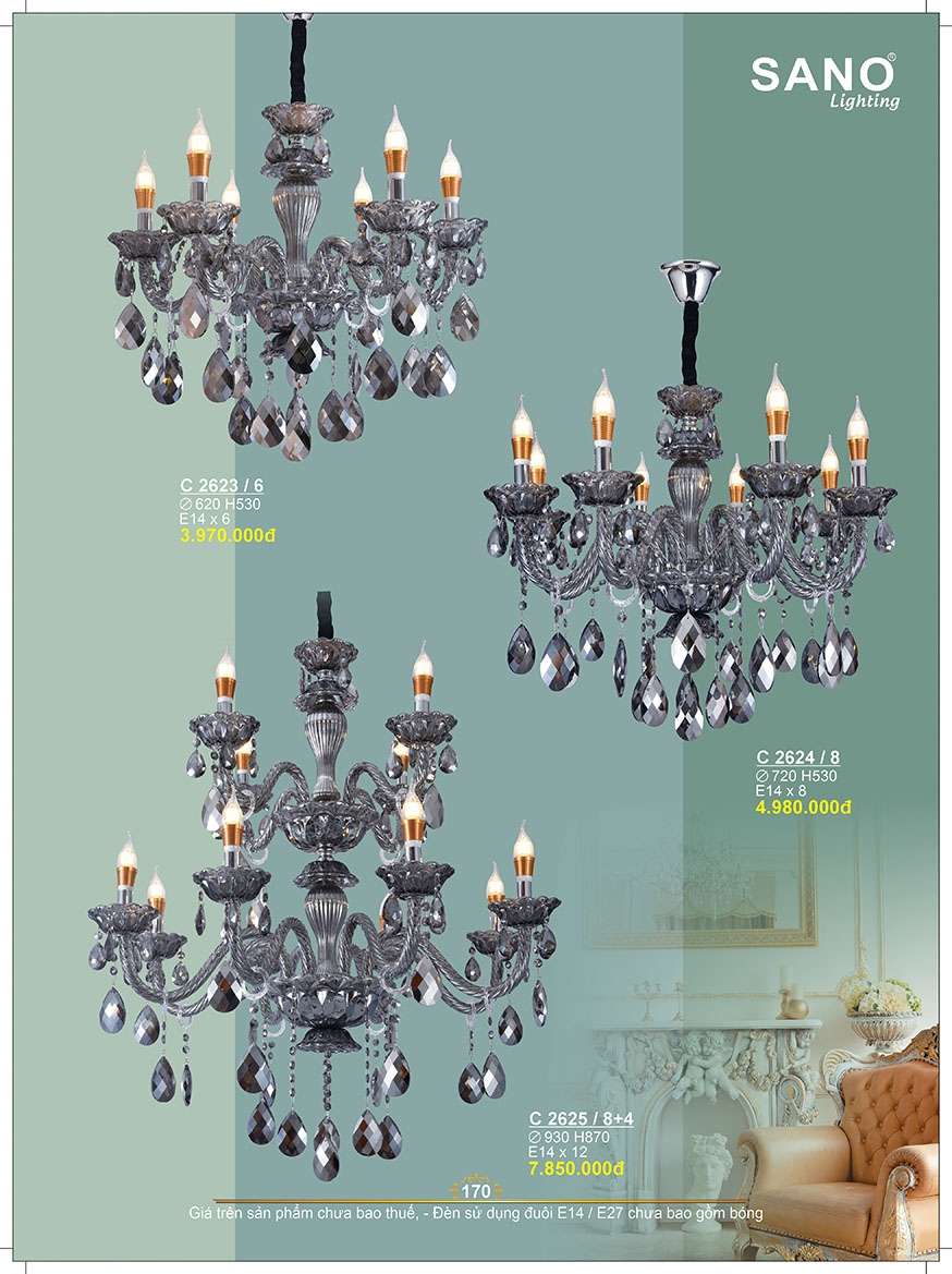 Đèn chùm Sano Lighting C 2623/6, C 2624/8, C 2625/8+4