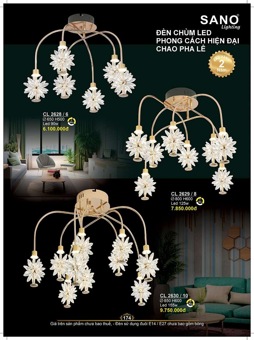 Đèn chùm Sano Lighting CL 2628/6, CL 2629/8, CL 2630/10