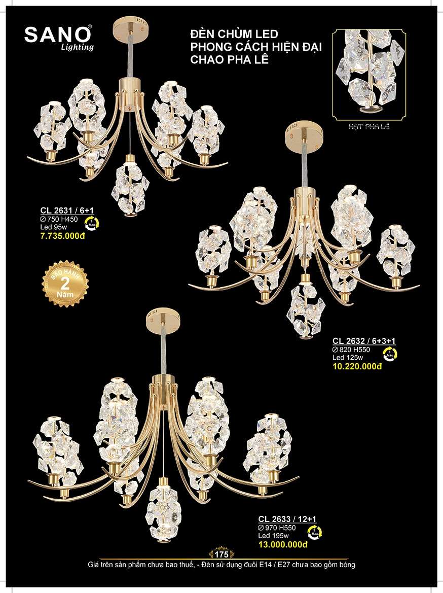 Đèn chùm Sano Lighting CL 2631/6+1, CL 2632/6+3+1, CL 2633/12+1