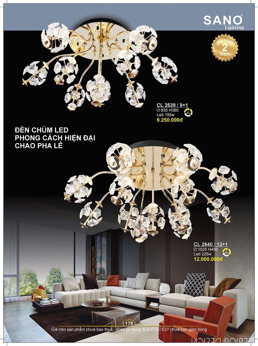 Đèn chùm Sano Lighting CL 2639/9+1, CL 2640/12+1