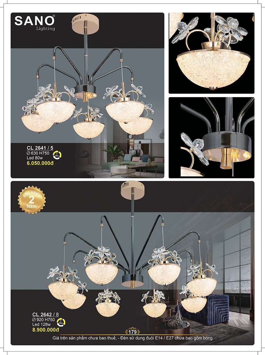 Đèn chùm Sano Lighting CL 2641/5, CL 2642/8