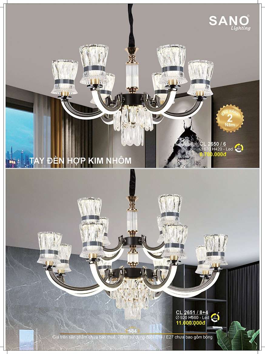 Đèn chùm Sano Lighting CL 2650/6, CL 2651/8+4