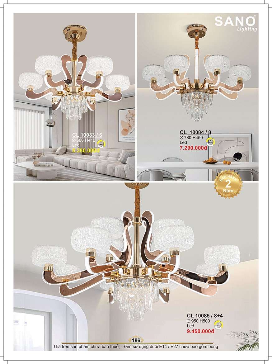 Đèn chùm Sano Lighting CL 10083/6, CL 10084/8, CL 10085/8+4