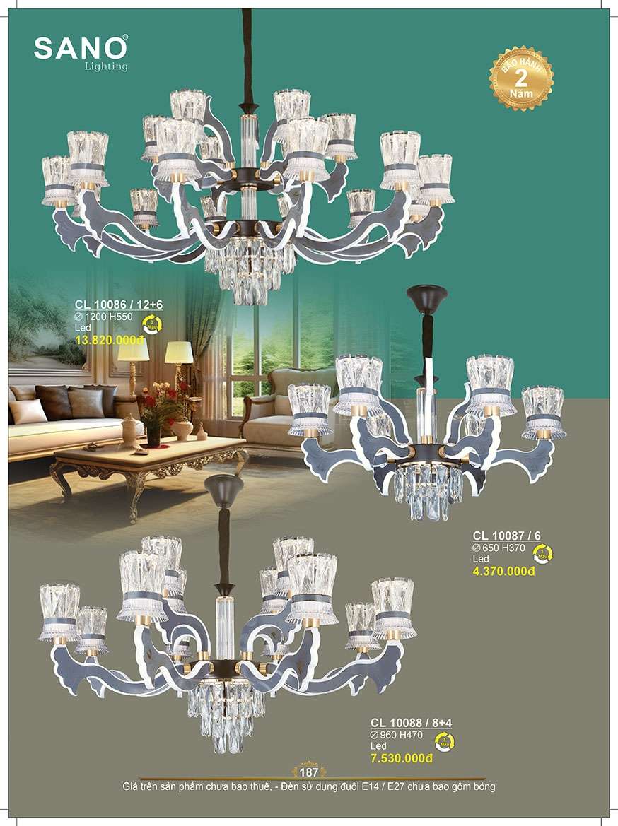 Đèn chùm Sano Lighting CL 10087/6, CL 10088/8+4, CL 10086/12+6