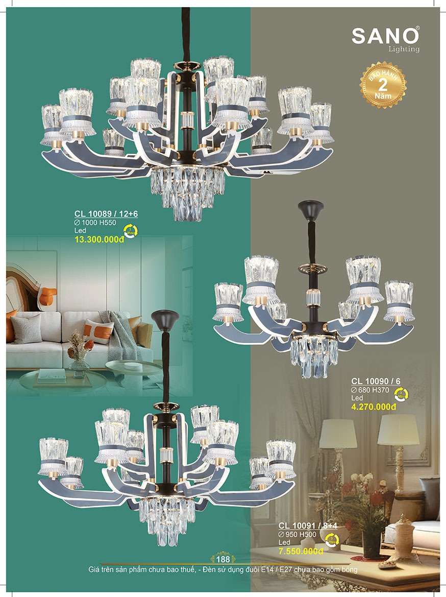 Đèn chùm Sano Lighting CL 10090/6, CL 10091/8+4, CL 10089/12+6