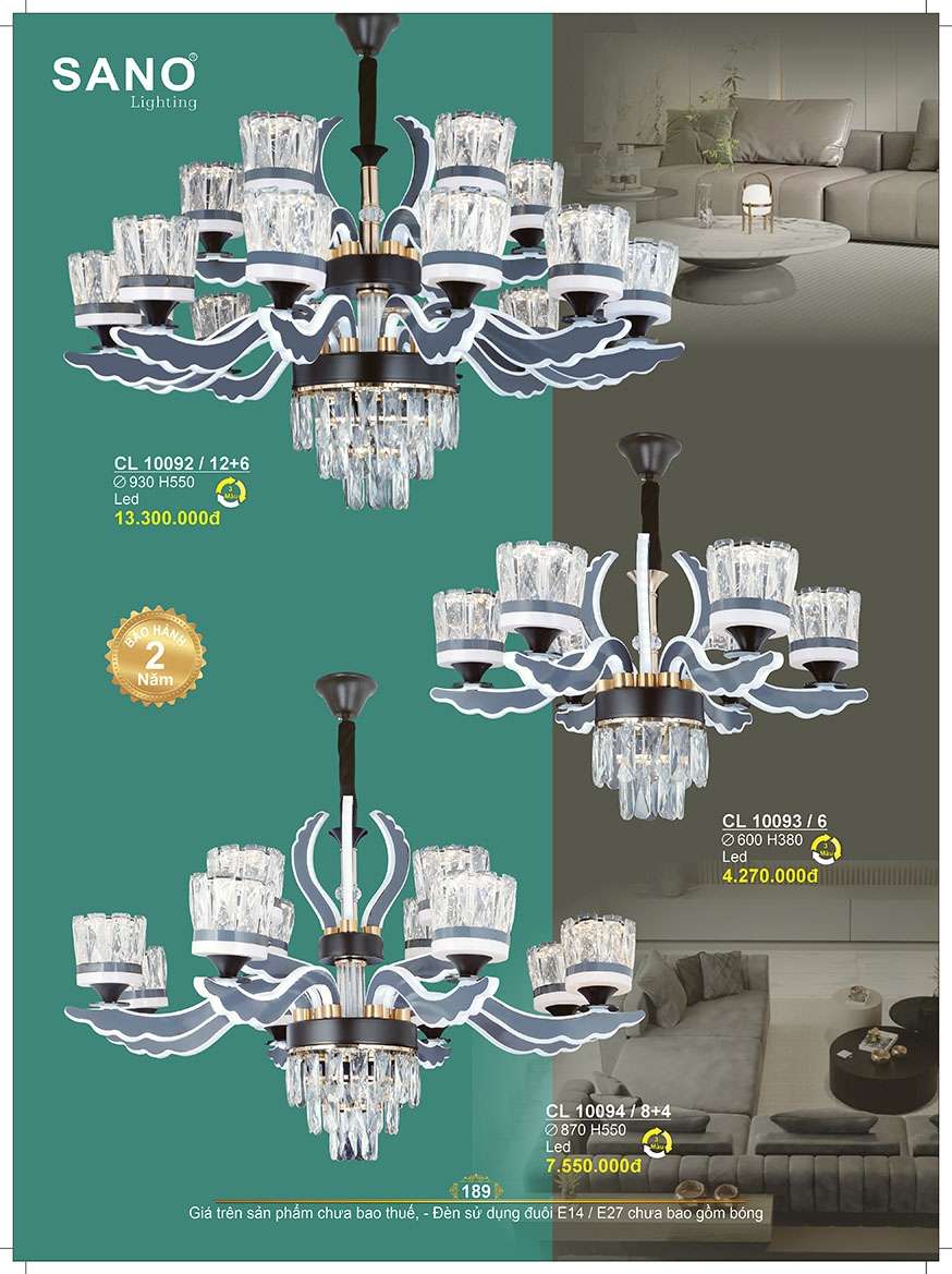 Đèn chùm Sano Lighting CL 10093/6, CL 10094/8+4, CL 10092/12+6