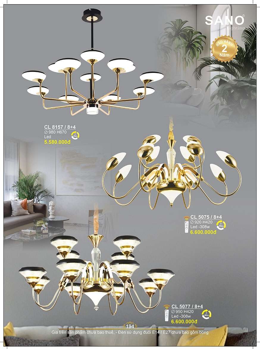Đèn chùm Sano Lighting CL 8157/8+4, CL 5075/8+4, CL 5077/8+4
