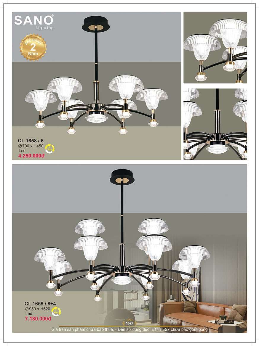 Đèn chùm Sano Lighting CL 1658/6, CL 1659/8+4