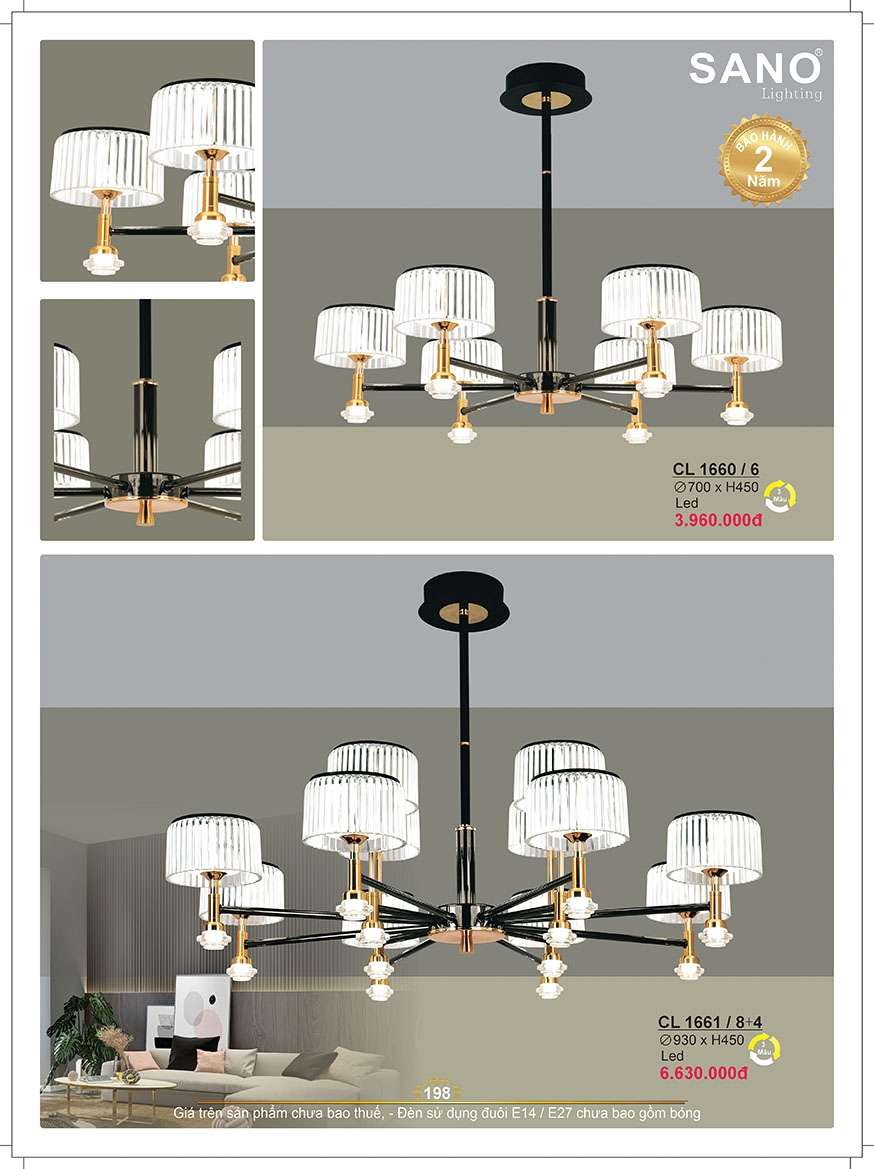 Đèn chùm Sano Lighting CL 1660/6, CL 1661/8+4