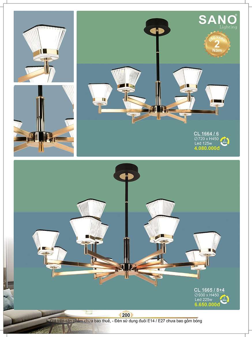 Đèn chùm Sano Lighting CL 1664/6, CL 1665/8+4