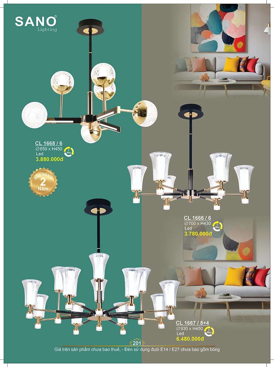Đèn chùm Sano Lighting CL 1666/6, CL 1668/6, CL 1667/8+4