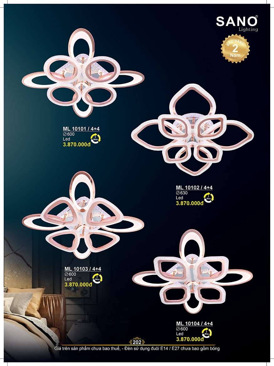 Đèn mâm Sano Lighting ML 10101/4+4, ML 10102/4+4, ML 10103/4+4, ML 10104/4+4