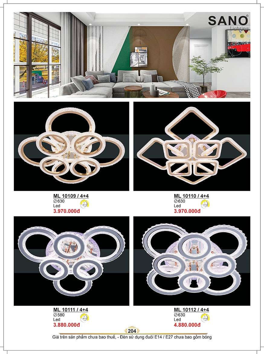 Đèn mâm Sano Lighting ML 10109/4+4, ML 10110/4+4, ML 10111/4+4, ML 10112/4+4
