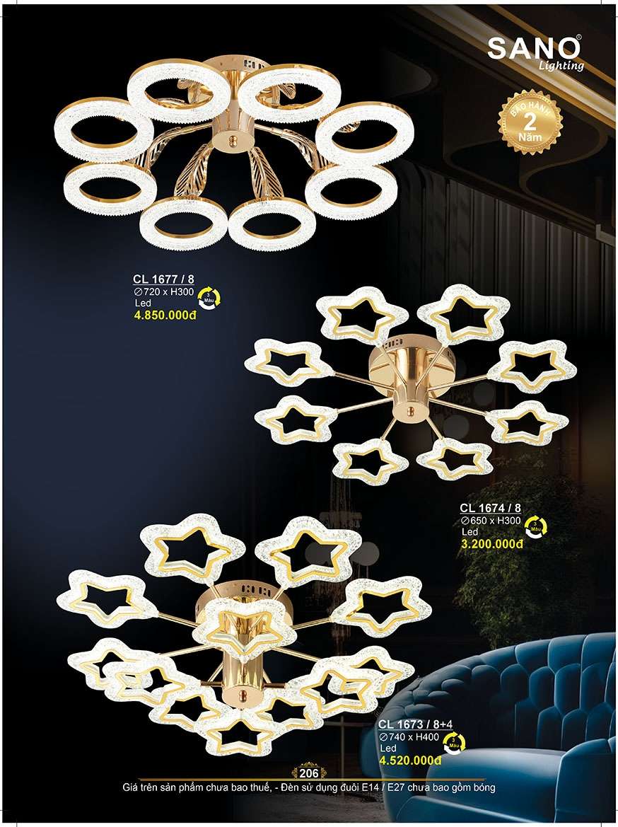 Đèn chùm Sano Lighting CL 1677/8, CL 1674/8, CL 1673/8+4