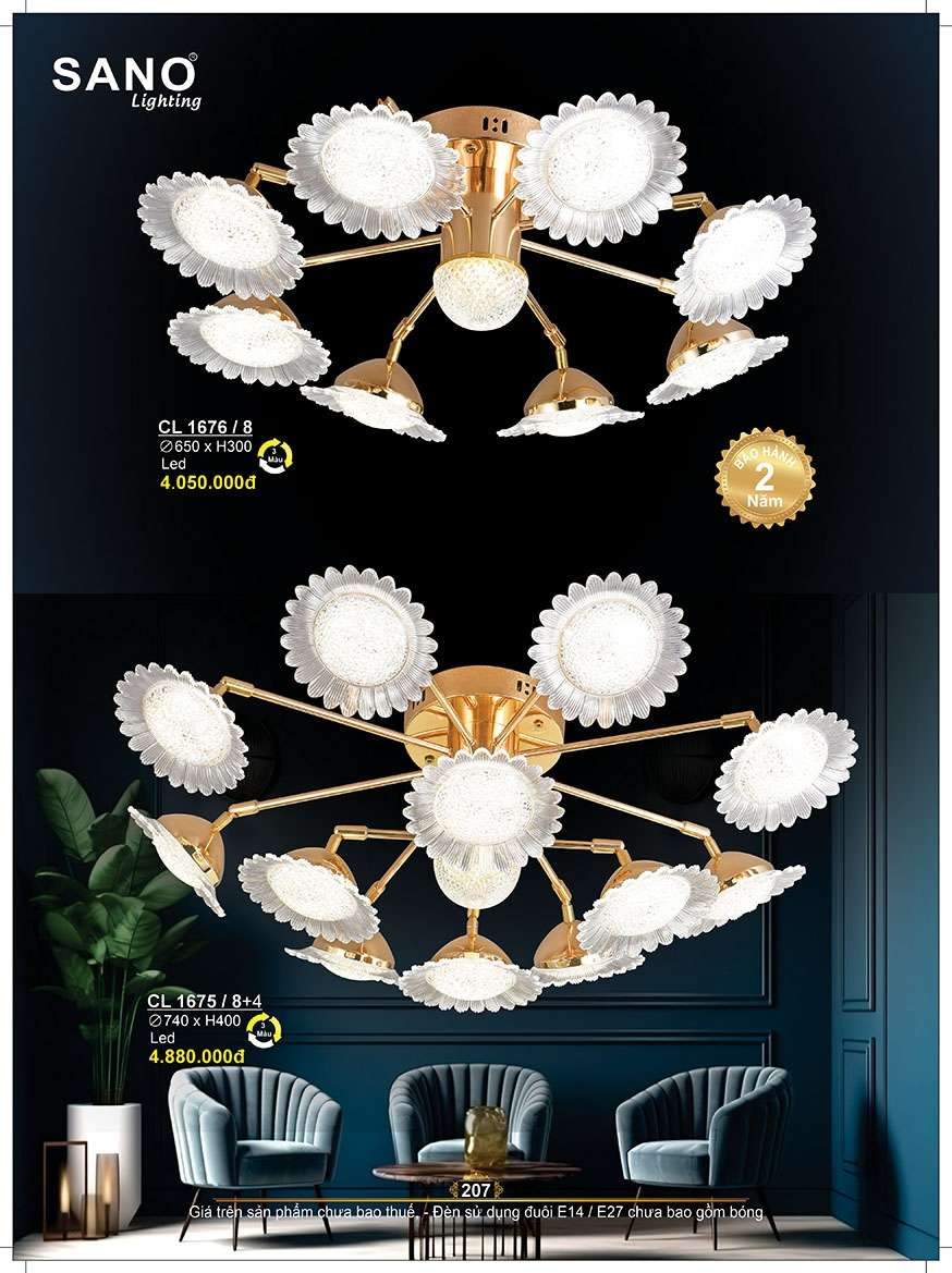 Đèn chùm Sano Lighting CL 1676/8, CL 1675/8+4