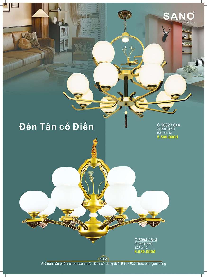 Đèn chùm Sano Lighting C 5092/8+4, C 5094/8+4