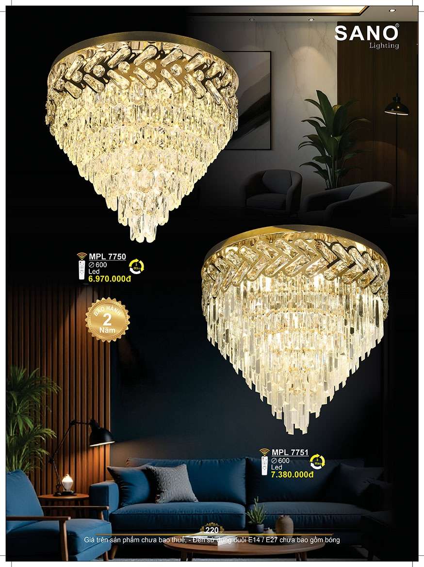 Đèn mâm pha lê Sano Lighting ML 7750, ML 7751