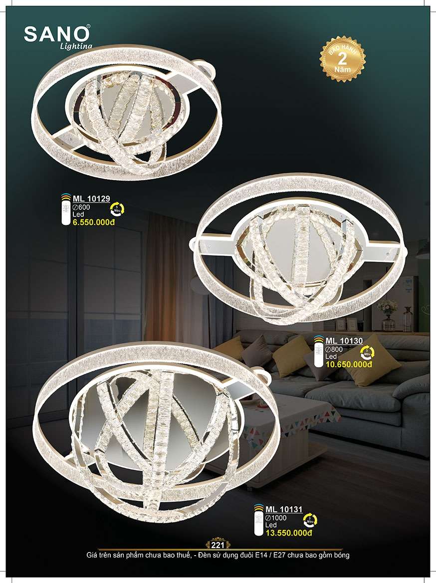 Đèn mâm pha lê Sano Lighting ML 10129, ML 10130, ML 10131