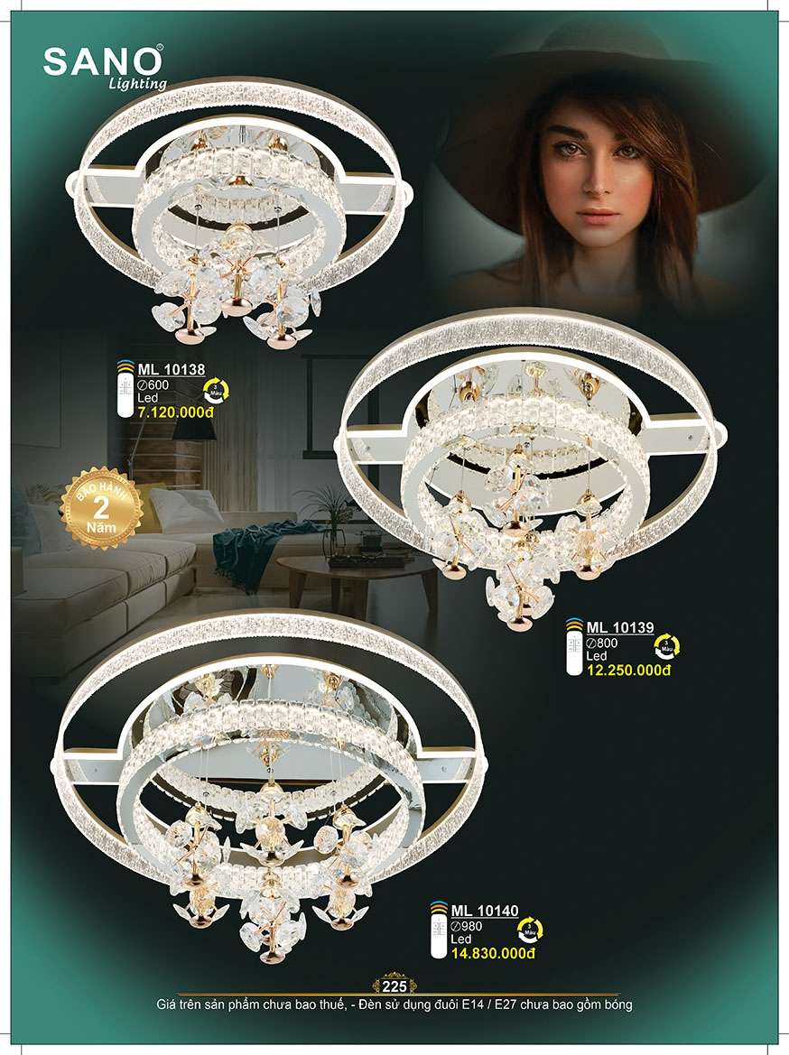 Đèn mâm pha lê Sano Lighting ML 10138, ML 10139, ML 10140