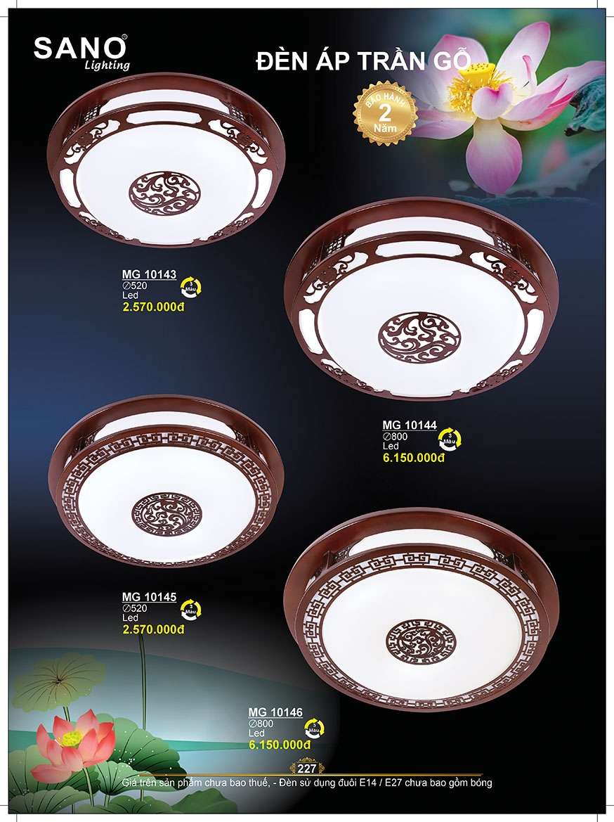 Đèn mâm gỗ Sano Lighting MG 10143, MG 10144, MG 10145, MG 10146