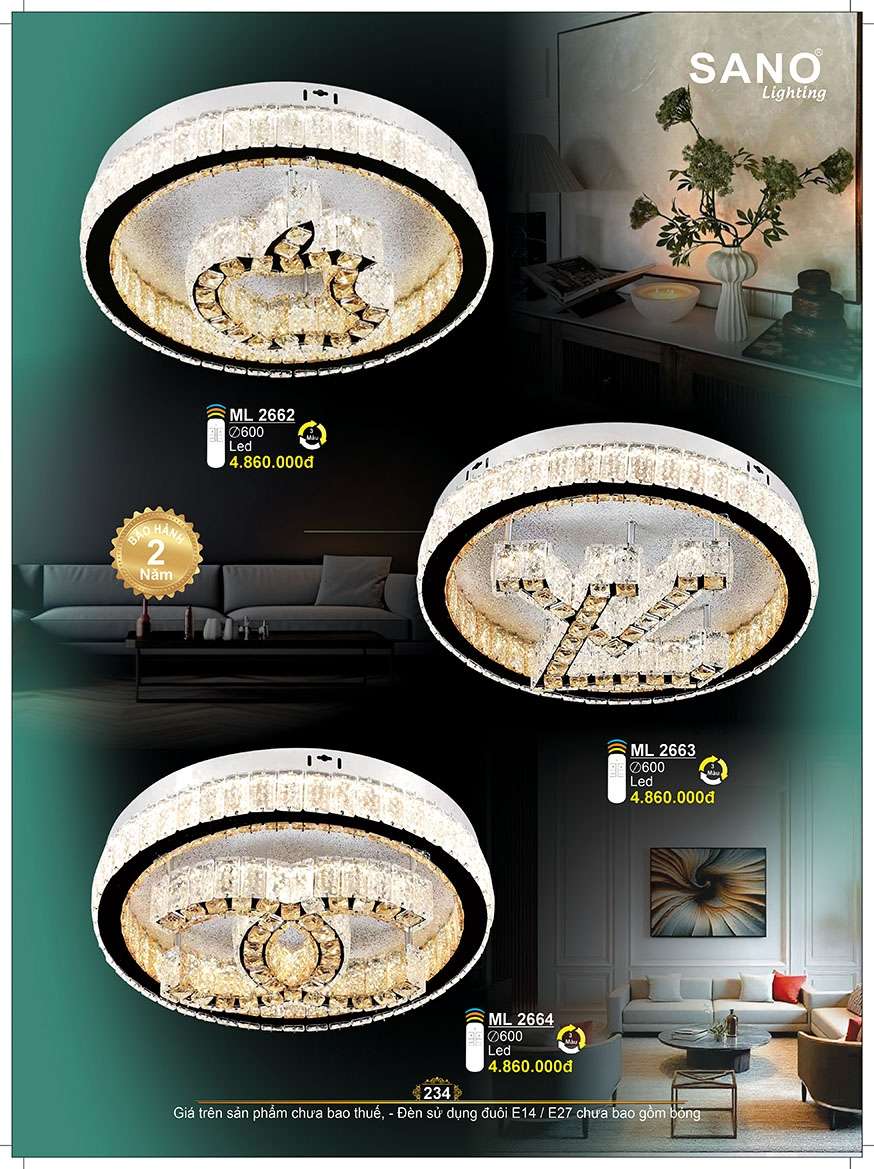Đèn mâm pha lê Sano Lighting ML 2662, ML 2663, ML 2664