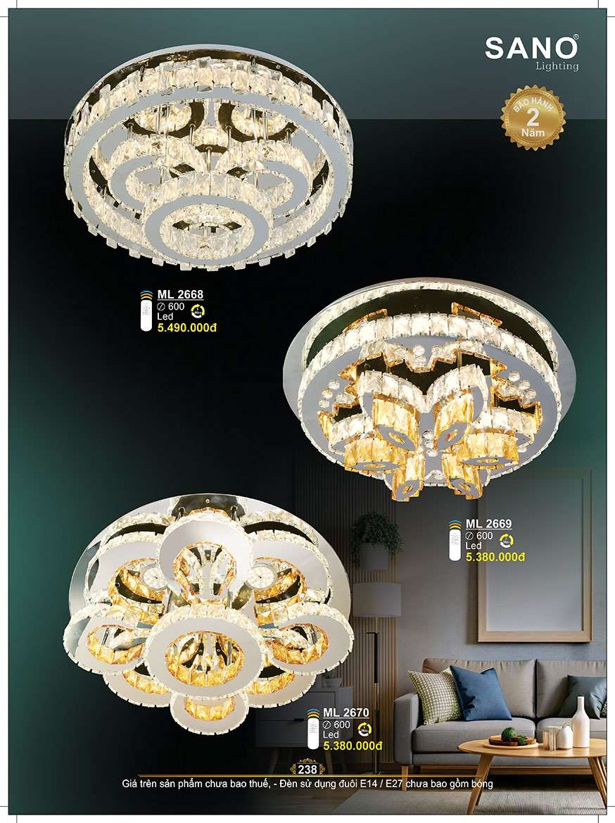 Đèn mâm pha lê Sano Lighting ML 2668, ML 2669, ML 2670