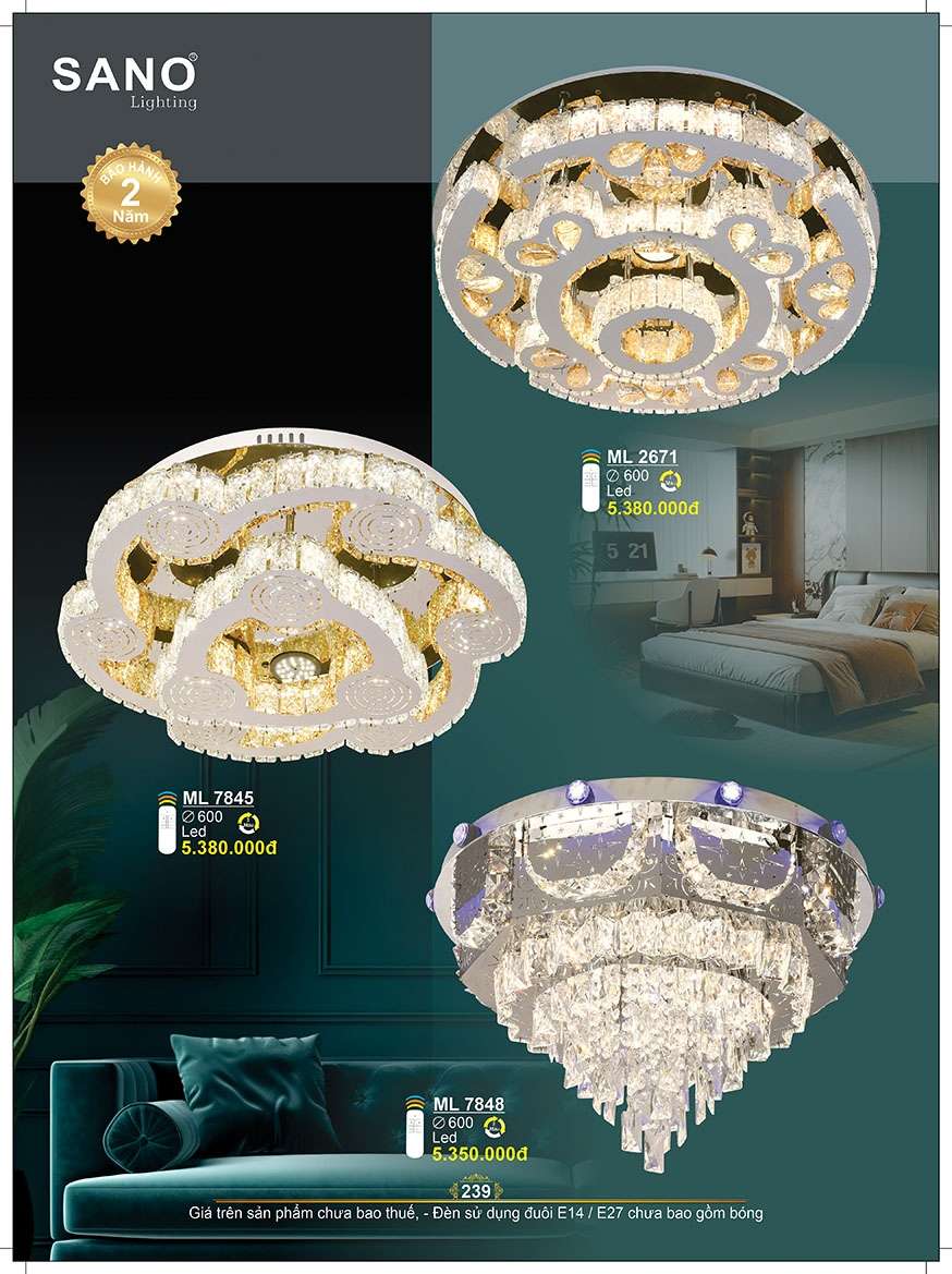 Đèn mâm pha lê Sano Lighting ML 2671, ML 7845, ML 7848
