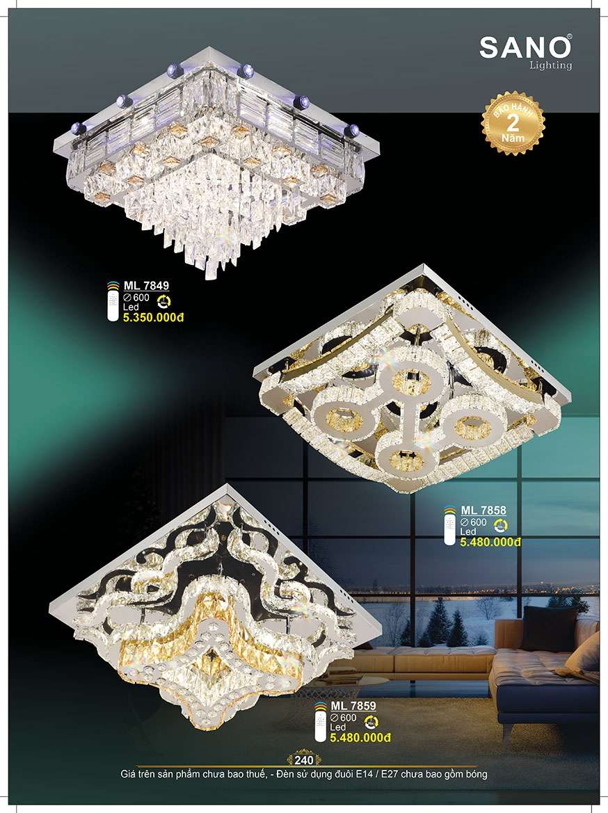 Đèn mâm pha lê Sano Lighting ML 7849, ML 7858, ML 7859