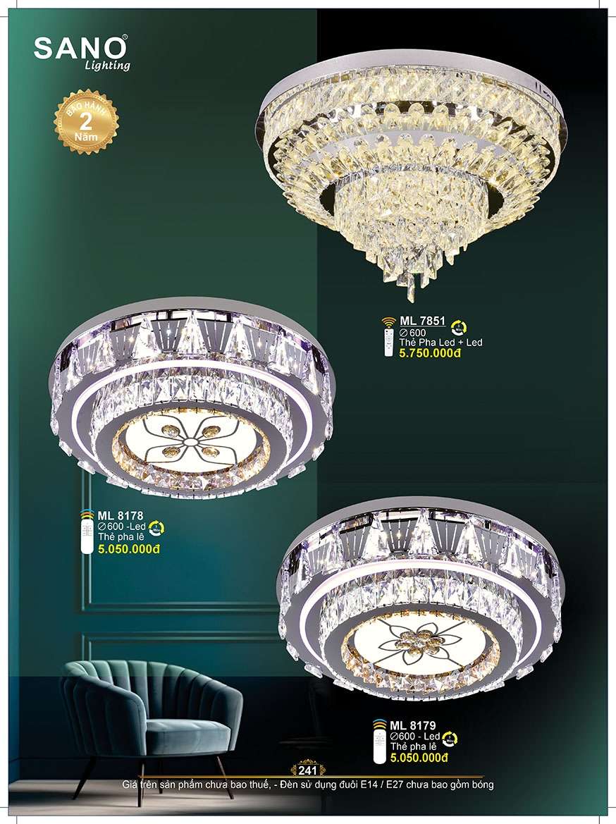 Đèn mâm pha lê Sano Lighting ML 8178, ML 8179, ML 7851