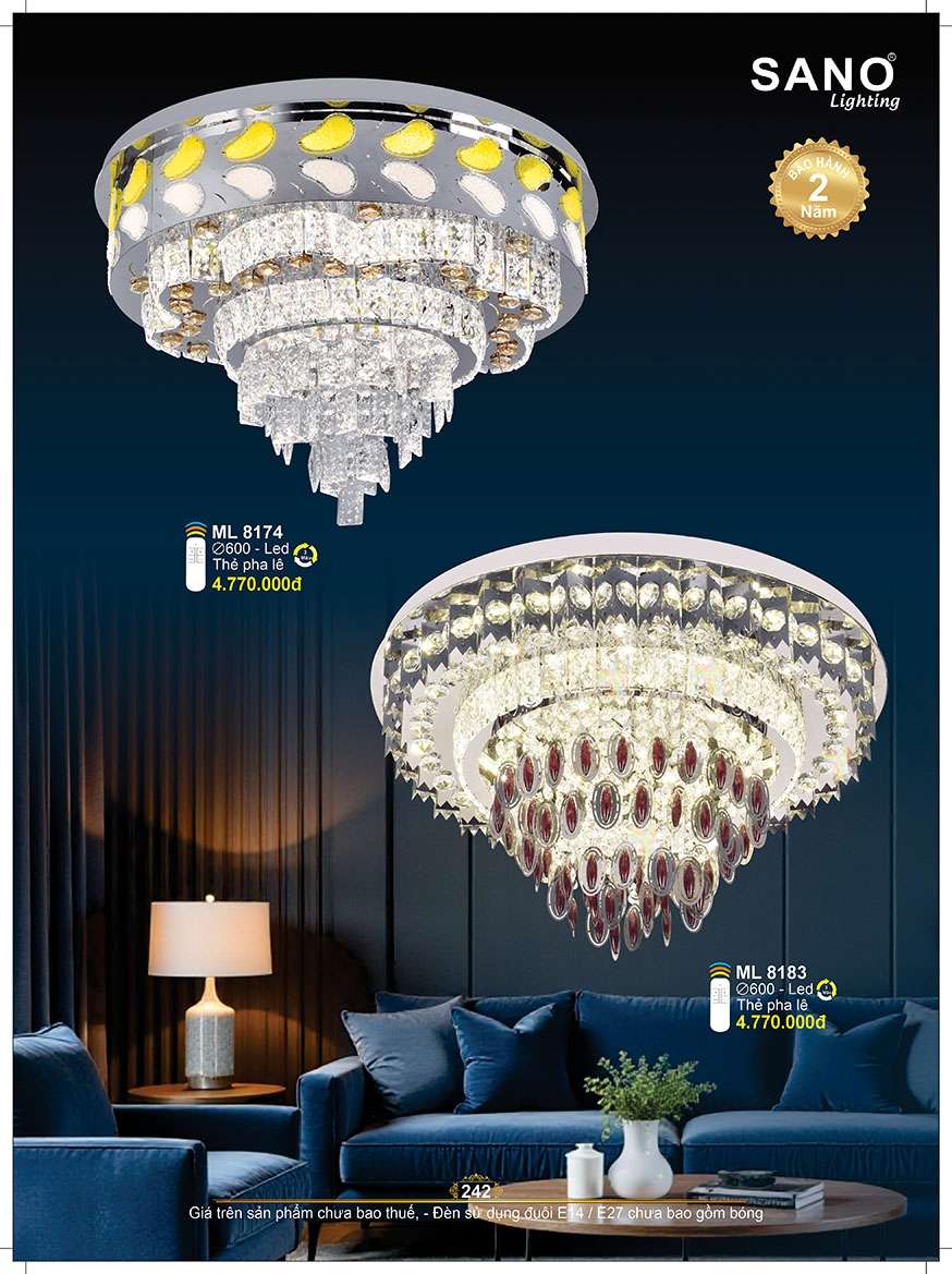 Đèn mâm pha lê Sano Lighting ML 8174, ML 8183