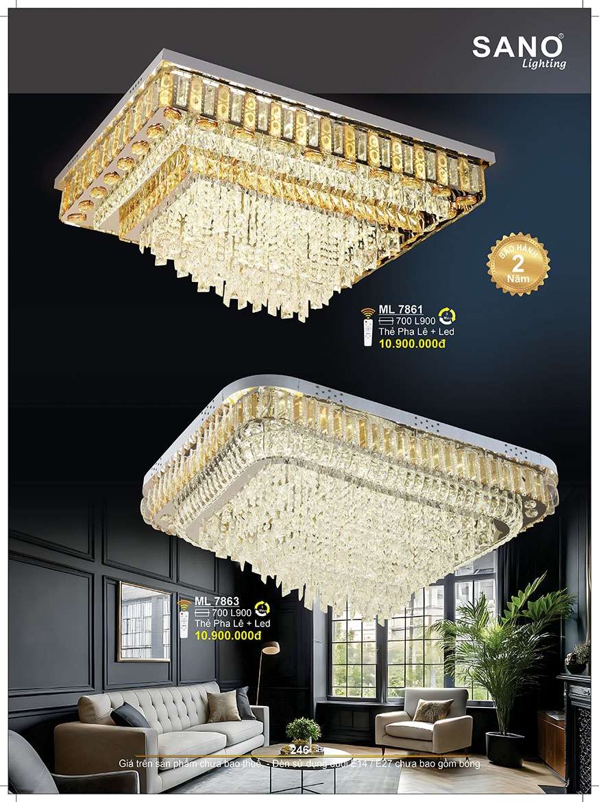 Đèn mâm pha lê Sano Lighting ML 7861, ML 7863