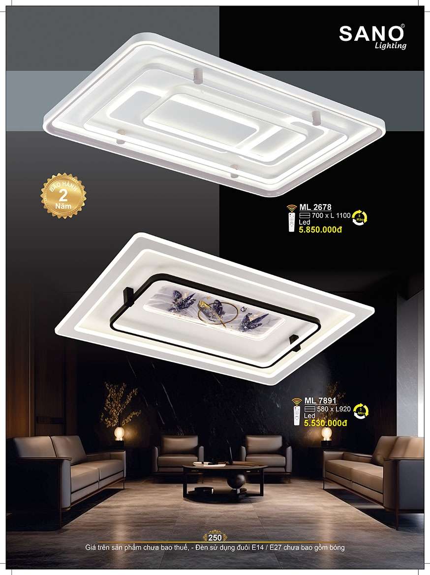 Đèn mâm ốp trần Sano Lighting ML 2678, ML 7891