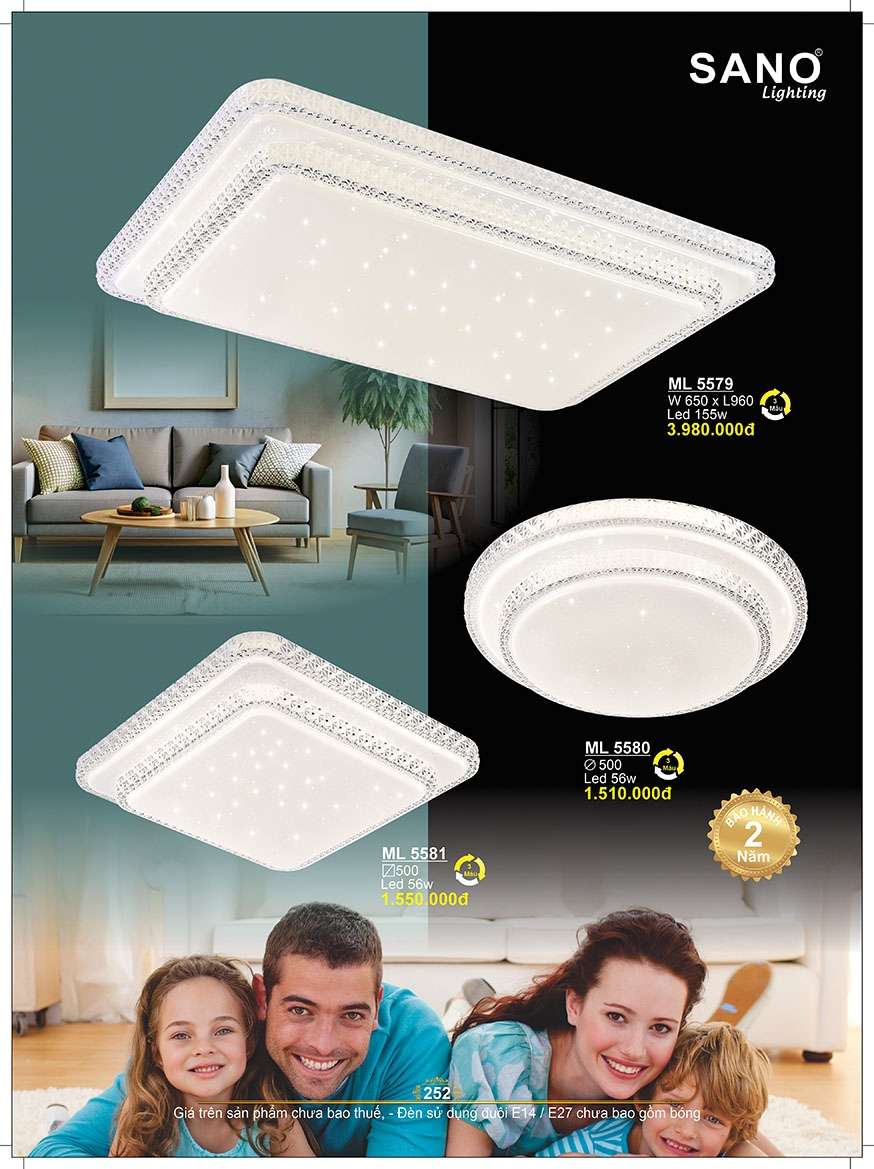 Đèn mâm ốp trần Sano Lighting ML 5579, ML 5580, ML 5581