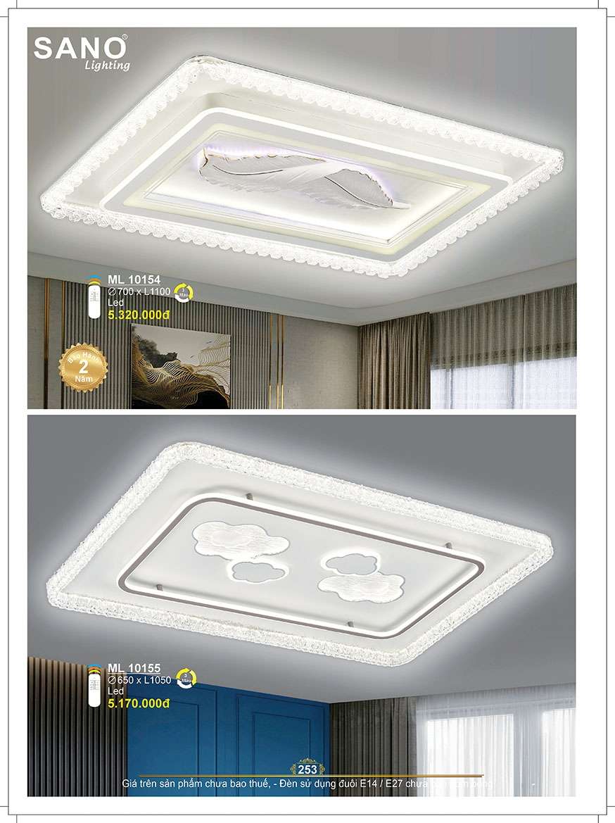 Đèn mâm ốp trần Sano Lighting ML 10154, ML 10155