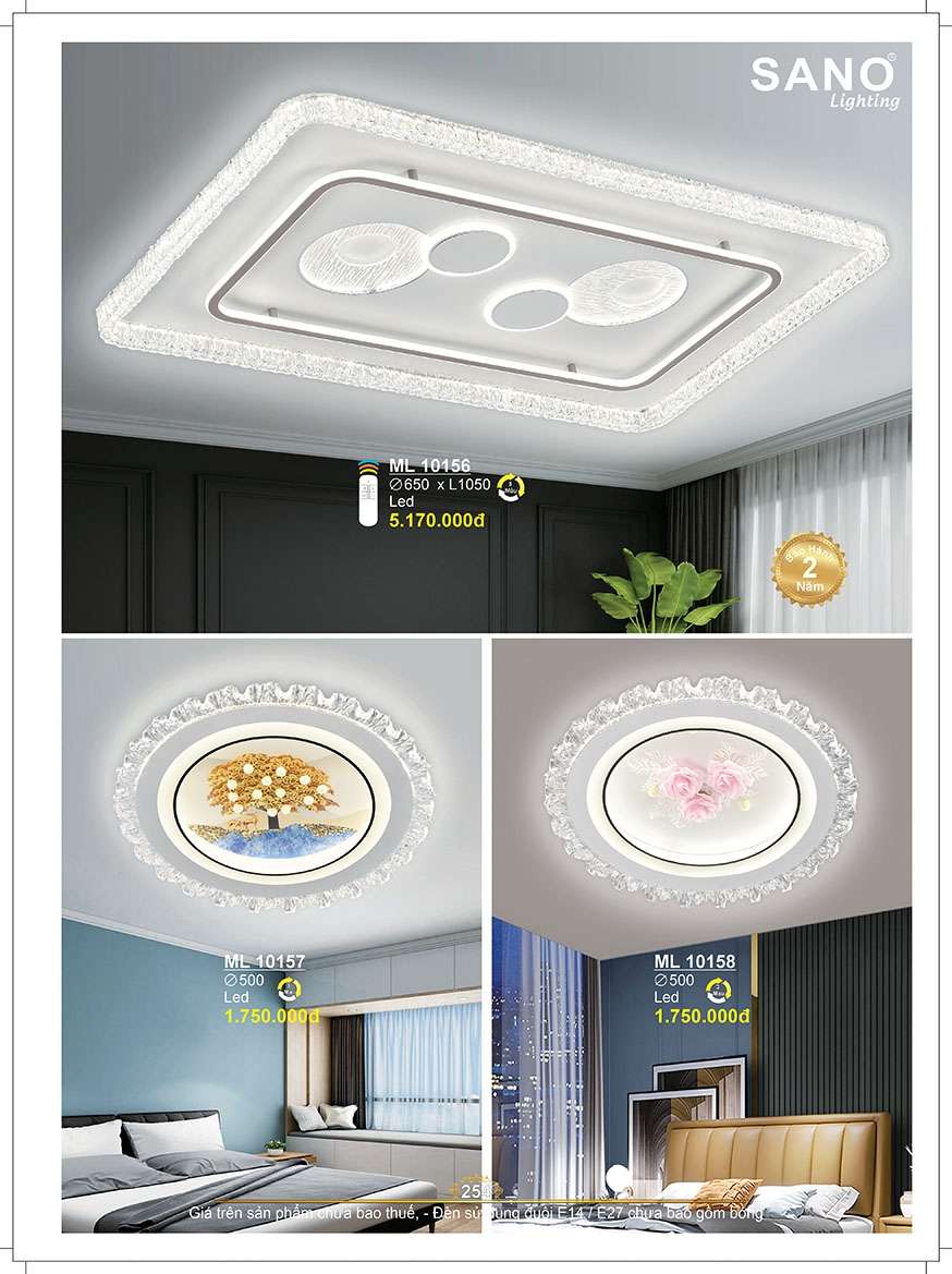 Đèn mâm ốp trần Sano Lighting ML 10156, ML 10157, ML 10158