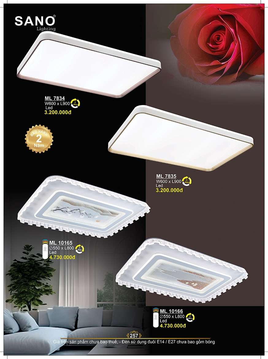 Đèn mâm ốp trần Sano Lighting ML 7834, ML 7835, ML 10165, ML 10166