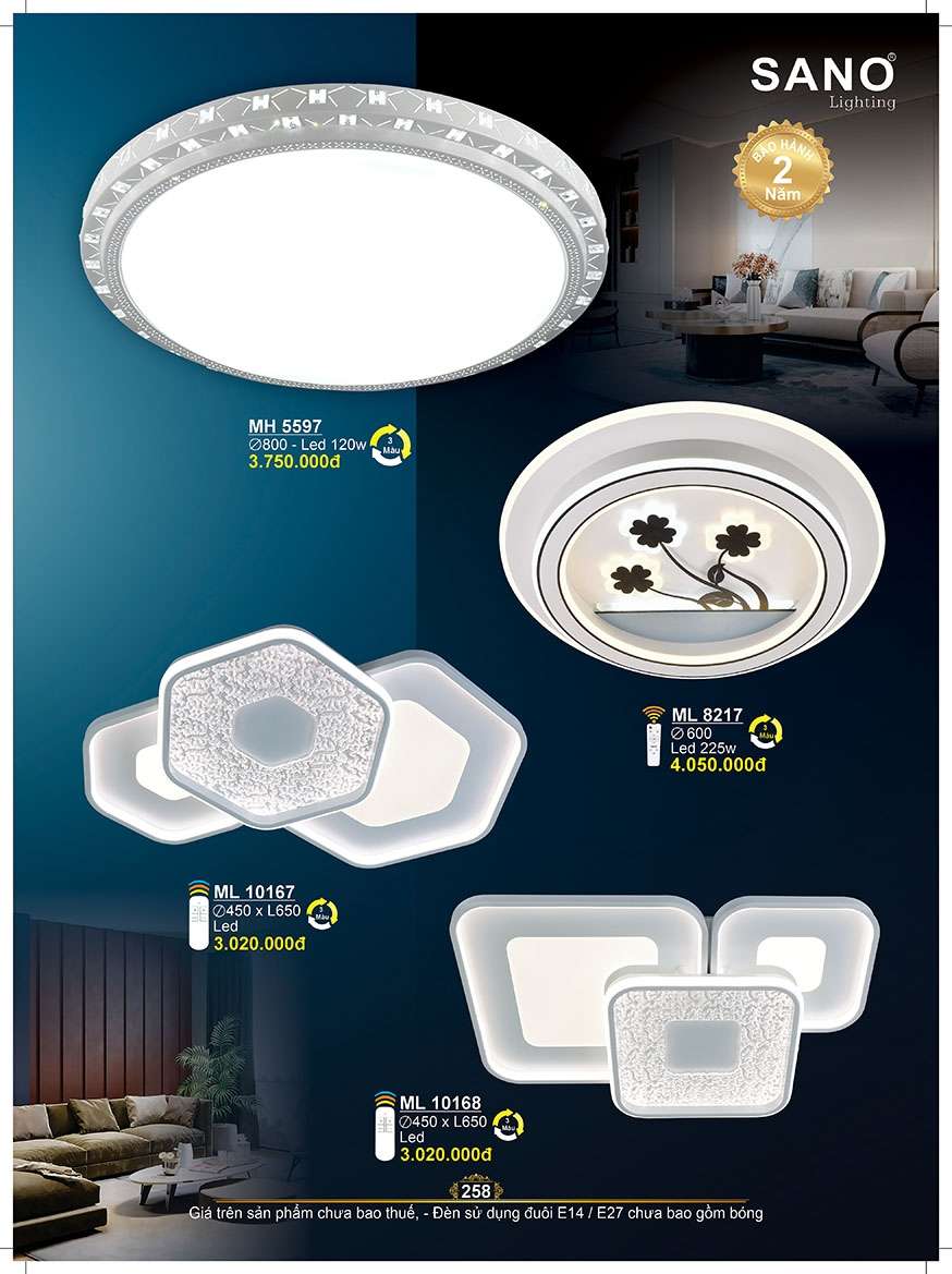 Đèn mâm ốp trần Sano Lighting ML 10167, ML 10168, ML 8217, MH 5597