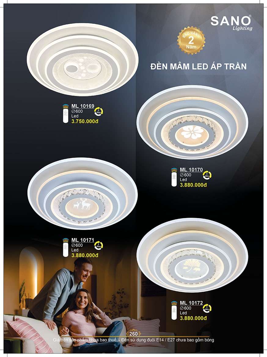 Đèn mâm ốp trần Sano Lighting ML 10169, ML 10170, ML 10171, ML 10172