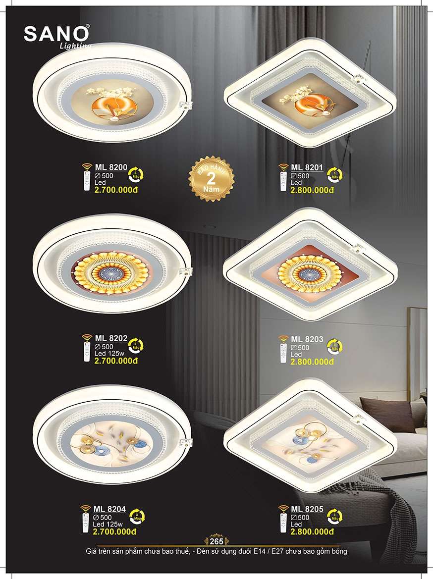 Đèn mâm ốp trần Sano Lighting ML 8200, ML 8201, ML 8202, ML 8203, ML 8204, ML 8205