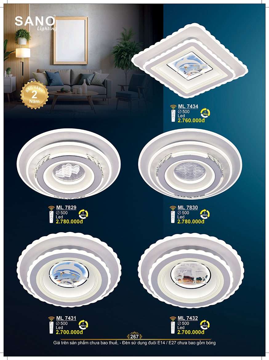 Đèn mâm ốp trần Sano Lighting ML 7829, ML 7431, ML 7434, ML 7830, ML 7432