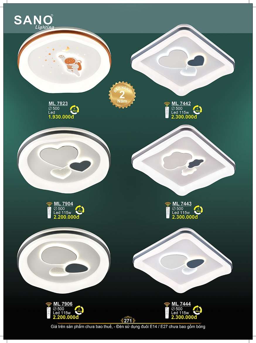 Đèn mâm ốp trần Sano Lighting ML 7823, ML 7904, ML 7906, ML 7442, ML 7443, ML 7444