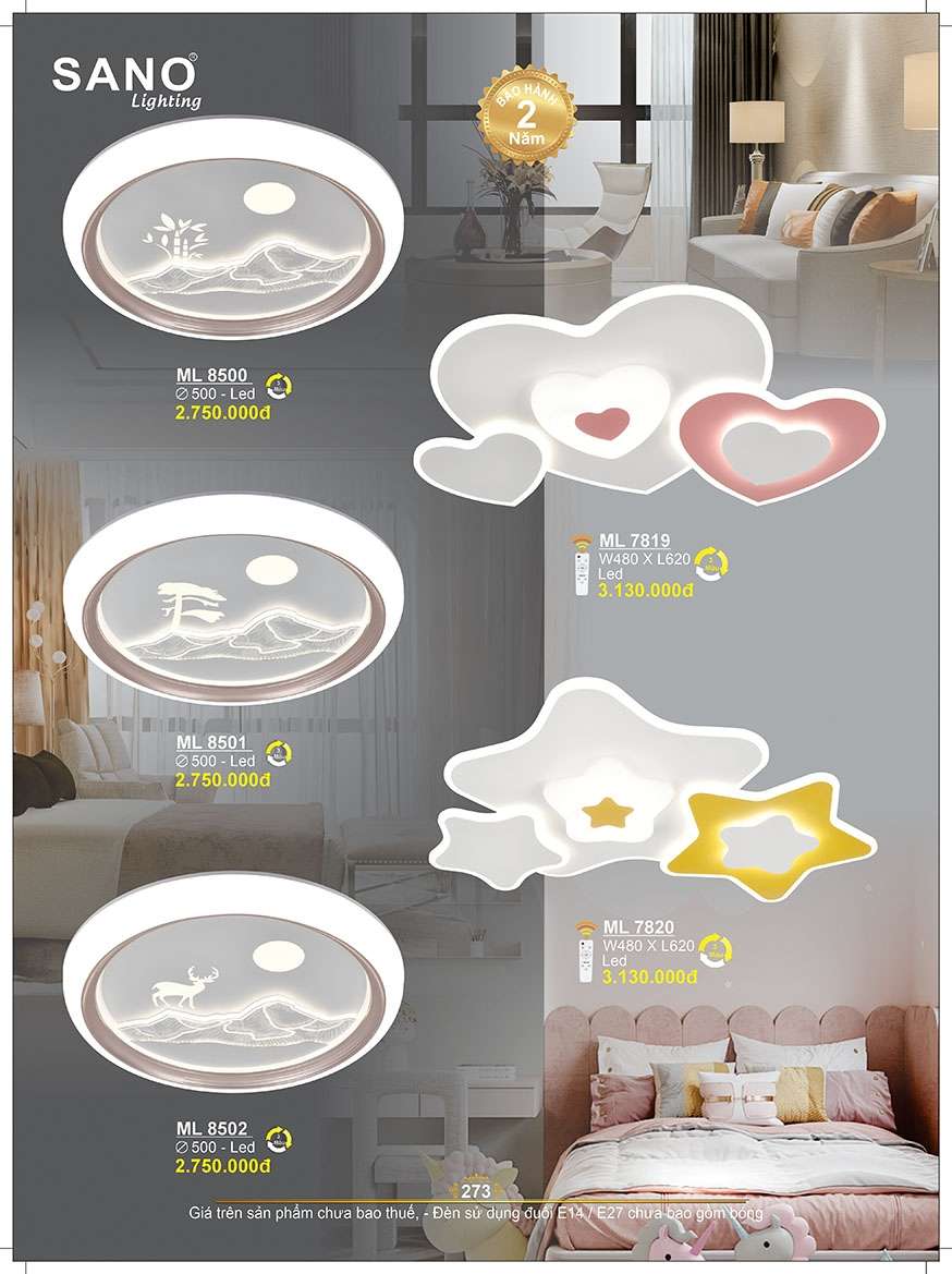 Đèn mâm ốp trần Sano Lighting ML 8500, ML 8501, ML 8502, ML 7819, ML 7820