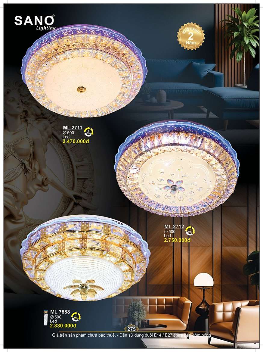 Đèn mâm ốp trần Sano Lighting ML 2711, ML 2712, ML 7888