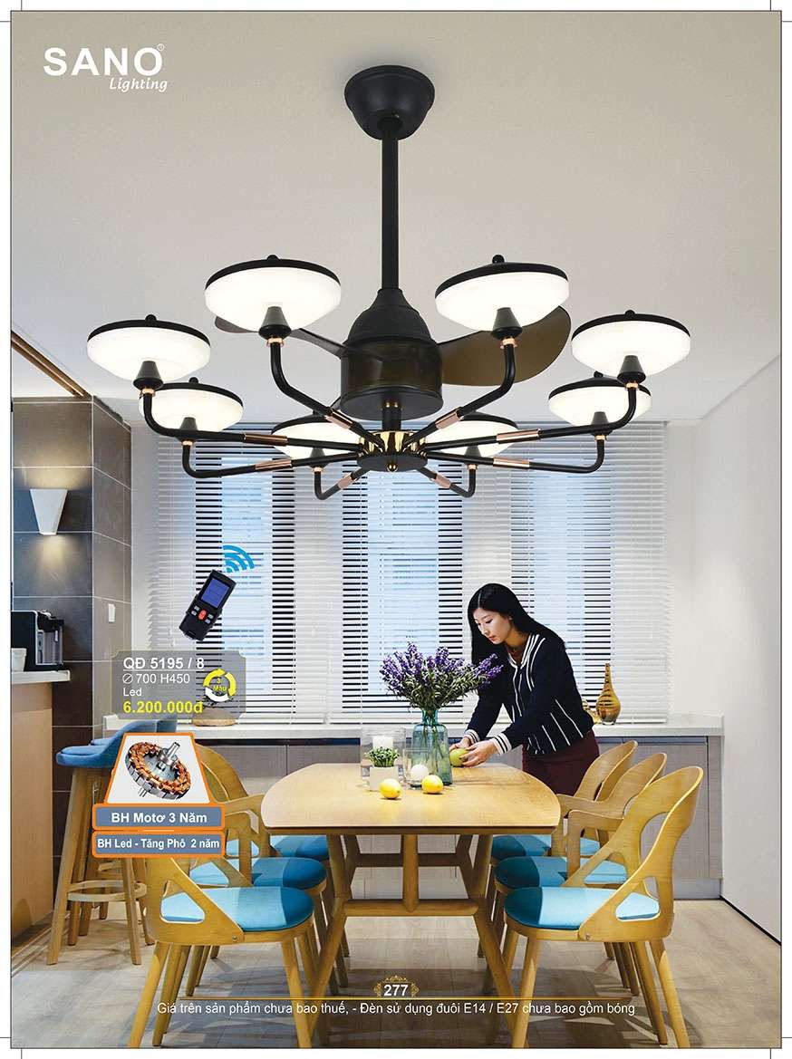 Quạt trần Sano Lighting QĐ 5195/8