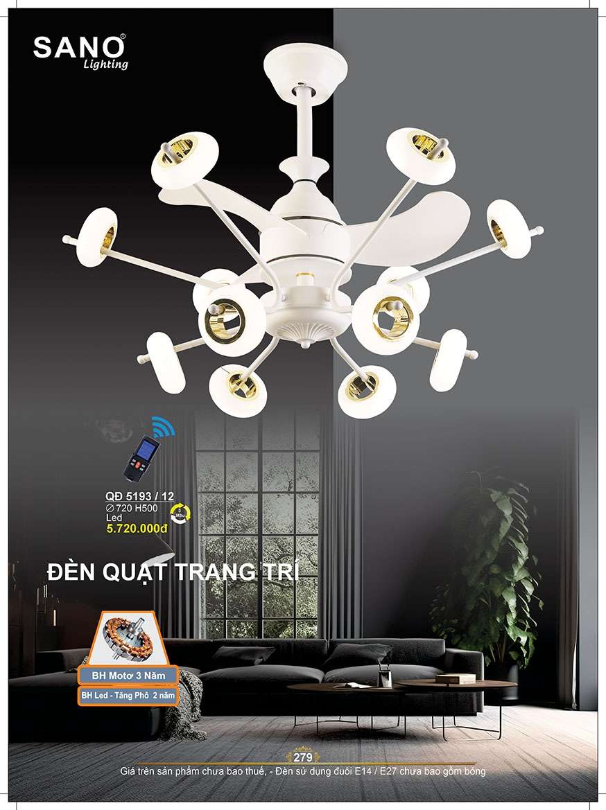 Quạt trần Sano Lighting QĐ 5193/12