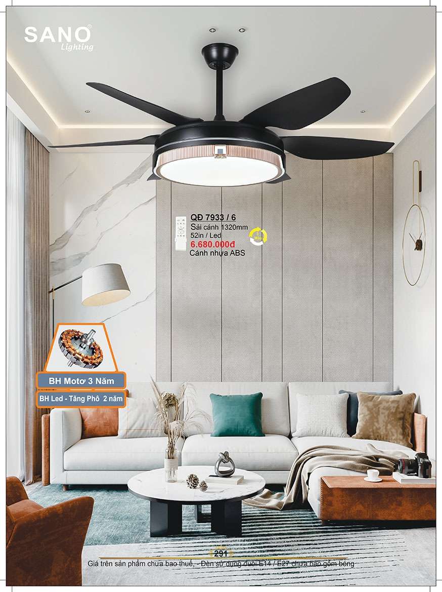 Quạt trần Sano Lighting QĐ 7933/6