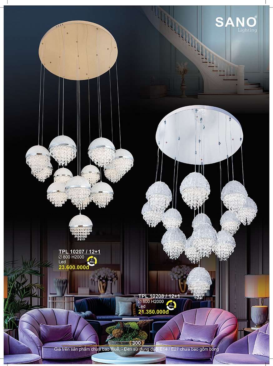 Đèn thả Sano Lighting TPL 10207/12+1, TPL 10208/12+1
