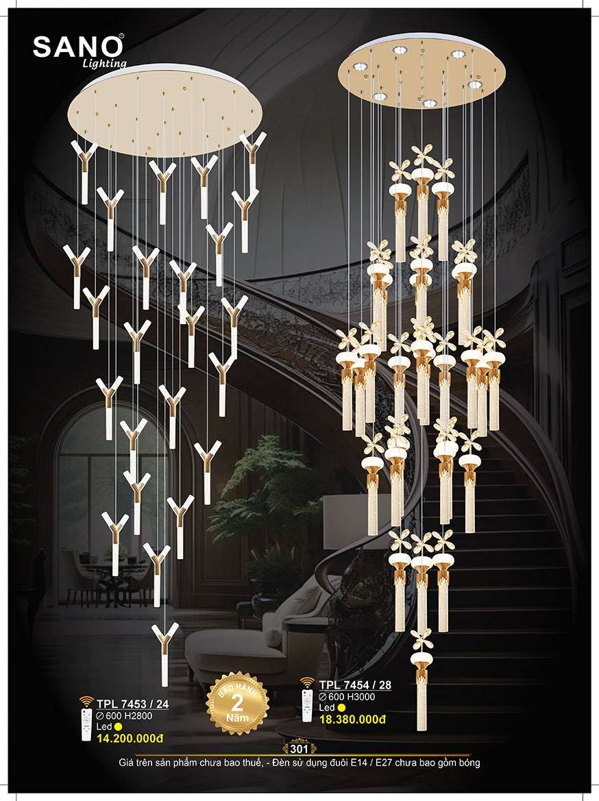 Đèn thả Sano Lighting TPL 7453/24, TPL 7454/28