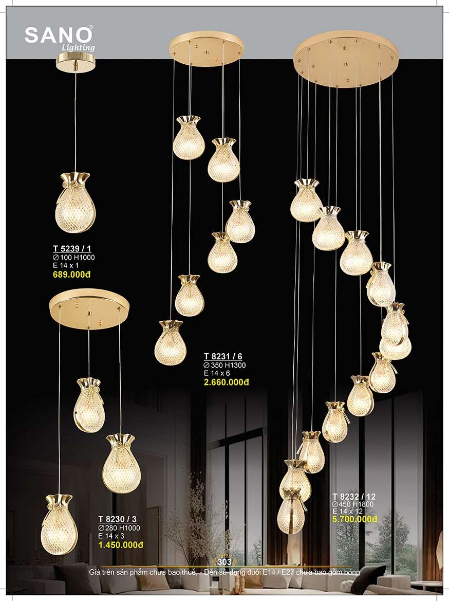 Đèn thả Sano Lighting T 8232/12, T 8231/6, T 8230/3, T 5239/1